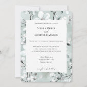 Chic Grey Blue White Floral Wedding Kaart (Voorkant)