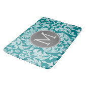 Chic Grey en Blauwgroen Damask Patroon - aangepast Badmat (Gekanteld)