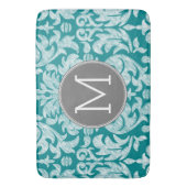 Chic Grey en Blauwgroen Damask Patroon - aangepast Badmat (Voorkant Verticaal)