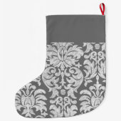Chic Grey en Blauwgroen Damask Patroon - aangepast Grote Kerstsok (Achterkant)