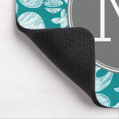 Chic Grey en Blauwgroen Damask Patroon - aangepast Muismat (Hoek)