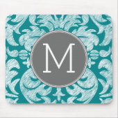 Chic Grey en Blauwgroen Damask Patroon - aangepast Muismat (Voorkant)