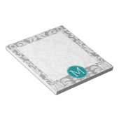 Chic Grey en Blauwgroen Damask Patroon - aangepast Notitieblok (Schuin)