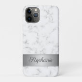 Chic Grey en White Marble Script Naam Case-Mate iPhone Case (Achterkant)