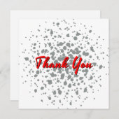 Chic Grey Explosion Waterverf Stip Red Text Bedankkaart (Voorkant / Achterkant)