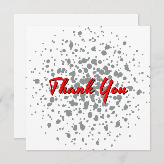 Chic Grey Explosion Waterverf Stip Red Text Bedankkaart (Voorkant / Achterkant)