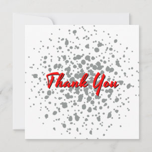 Chic Grey Explosion Waterverf Stip Red Text Bedankkaart