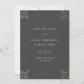 Chic Grey Faux Gold Foil Art Deco Opslaan datum Aankondiging (Achterkant)