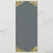 Chic Grey & Gold Glitter Flakes Glam Wedding Menu (Achterkant)