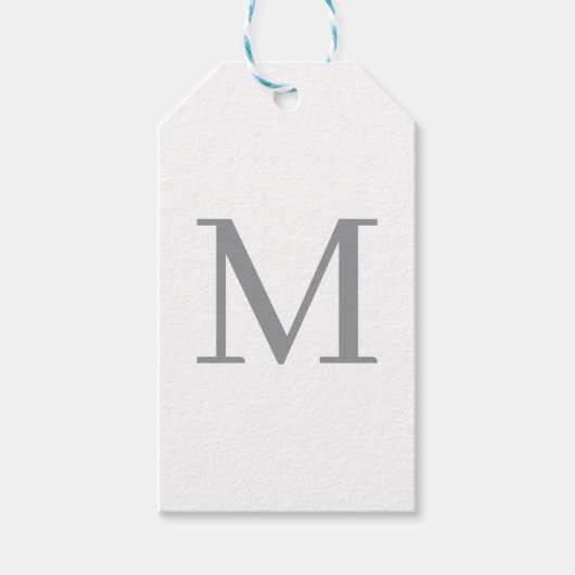Chic Grey Initiaal Letter Monogram Modern Cadeaulabel (Voorkant)