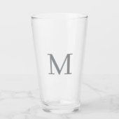Chic Grey Initiaal Letter Monogram Modern Glas (Voorkant)