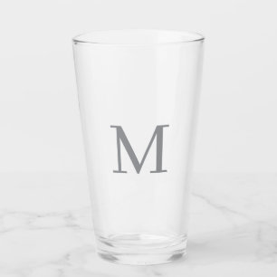Chic Grey Initiaal Letter Monogram Modern Glas