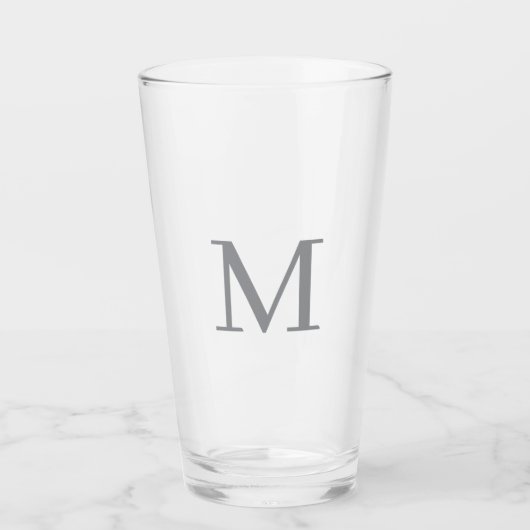Chic Grey Initiaal Letter Monogram Modern Glas (Voorkant)