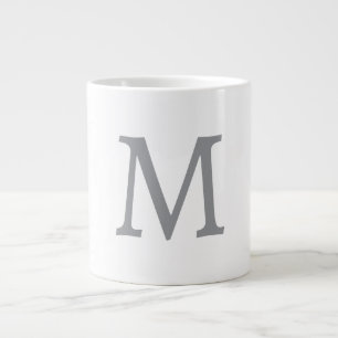 Chic Grey Initiaal Letter Monogram Modern Grote Koffiekop