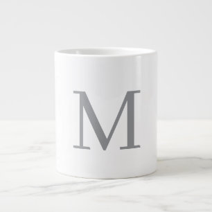 Chic Grey Initiaal Letter Monogram Modern Grote Koffiekop