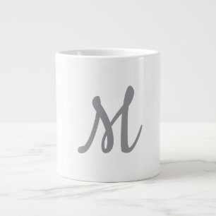 Chic Grey Initiaal Letter Monogram Modern Grote Koffiekop