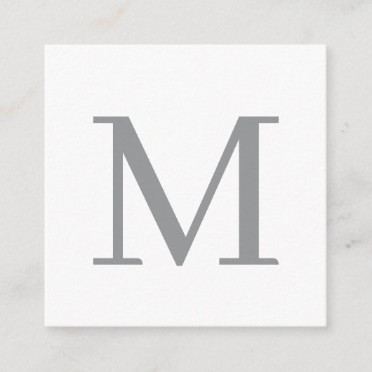 Chic Grey Initiaal Letter Monogram Modern Informatiekaartje (Voorkant)