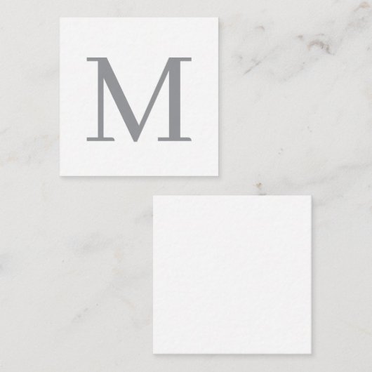 Chic Grey Initiaal Letter Monogram Modern Informatiekaartje (Voorkant / Achterkant)
