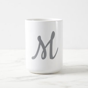 Chic Grey Initiaal Letter Monogram Modern Koffiemok