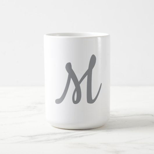 Chic Grey Initiaal Letter Monogram Modern Koffiemok (Center)