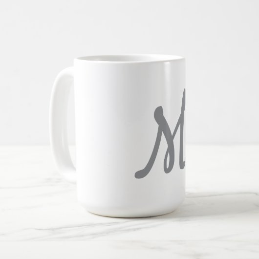 Chic Grey Initiaal Letter Monogram Modern Koffiemok (Voorkant links)