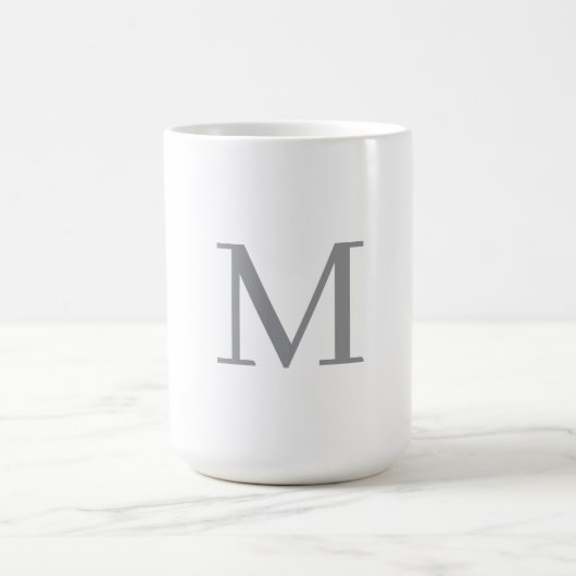 Chic Grey Initiaal Letter Monogram Modern Koffiemok (Center)