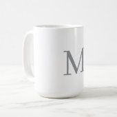 Chic Grey Initiaal Letter Monogram Modern Koffiemok (Voorkant links)