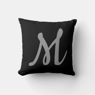 Chic Grey Initiaal Letter Monogram Modern Kussen