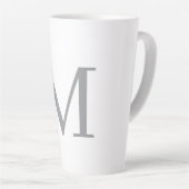 Chic Grey Initiaal Letter Monogram Modern Latte Mok (Rechterhoek)