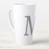 Chic Grey Initiaal Letter Monogram Modern Latte Mok (Linkerhoek)