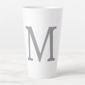 Chic Grey Initiaal Letter Monogram Modern Latte Mok (Voorkant)
