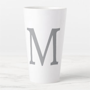 Chic Grey Initiaal Letter Monogram Modern Latte Mok