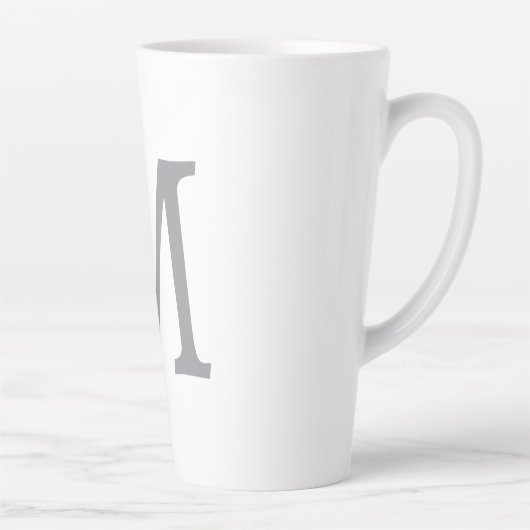 Chic Grey Initiaal Letter Monogram Modern Latte Mok (Rechts)
