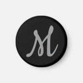 Chic Grey Initiaal Letter Monogram Modern Magneet (Voorkant)