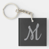 Chic Grey Initiaal Letter Monogram Modern Sleutelhanger (voorkant)