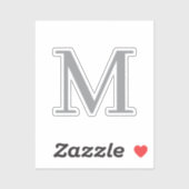 Chic Grey Initiaal Letter Monogram Modern Sticker (Vel)