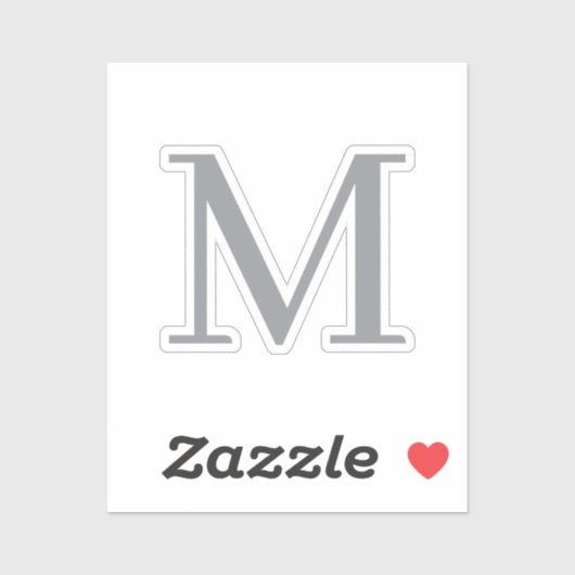 Chic Grey Initiaal Letter Monogram Modern Sticker (Vel)