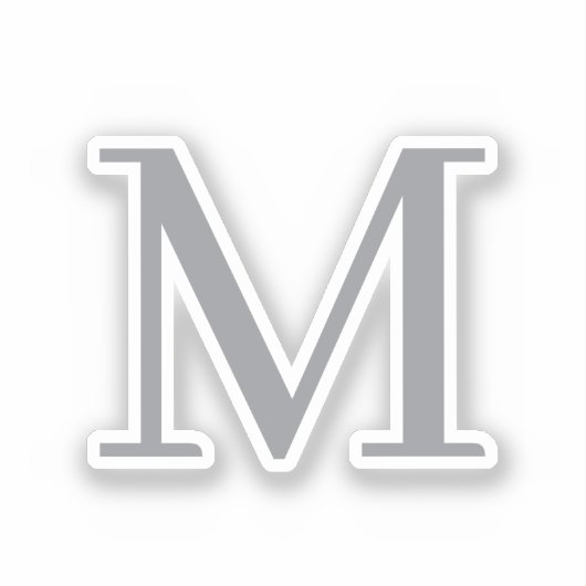 Chic Grey Initiaal Letter Monogram Modern Sticker (Voorkant)