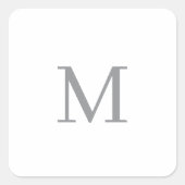 Chic Grey Initiaal Letter Monogram Modern Vierkante Sticker (Voorkant)