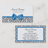 Chic Grey Jaguar print met kobalt Blue Bow Visitekaartje (Voorkant / Achterkant)