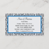 Chic Grey Jaguar print met kobalt Blue Bow Visitekaartje (Achterkant)