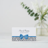 Chic Grey Jaguar print met kobalt Blue Bow Visitekaartje (Staand voorkant)