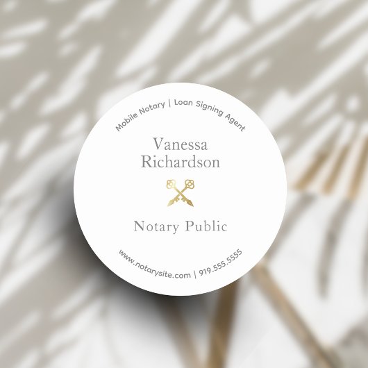 Chic Grey Minimal Gold Pennen Notaris Marketing Ronde Sticker
