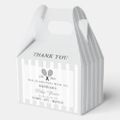 Chic Grey Stripes Tennis Baby shower Bedankt Bedankdoosjes (Voorkant)