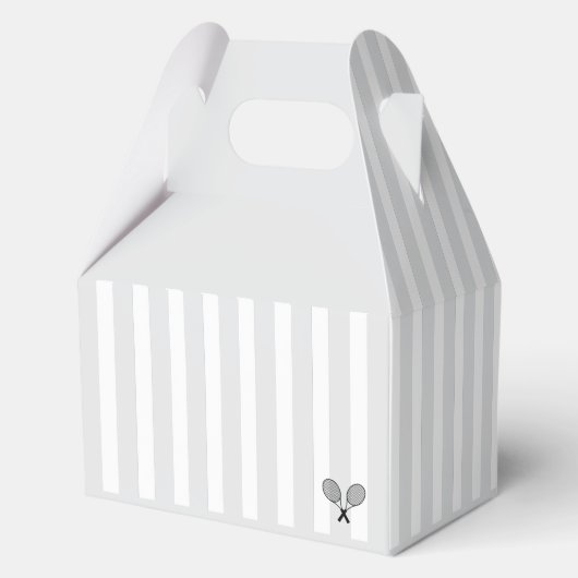 Chic Grey Stripes Tennis Baby shower Bedankt Bedankdoosjes (Achterkant)