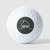 Chic Grey Vastgoed Bedrijf Monogram Realtor Golfballen (Voorkant)