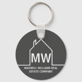 Chic Grey Vastgoed Bedrijf Monogram Realtor Sleutelhanger (Voorkant)