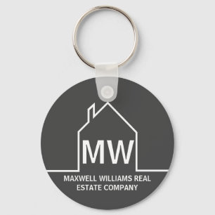 Chic Grey Vastgoed Bedrijf Monogram Realtor Sleutelhanger