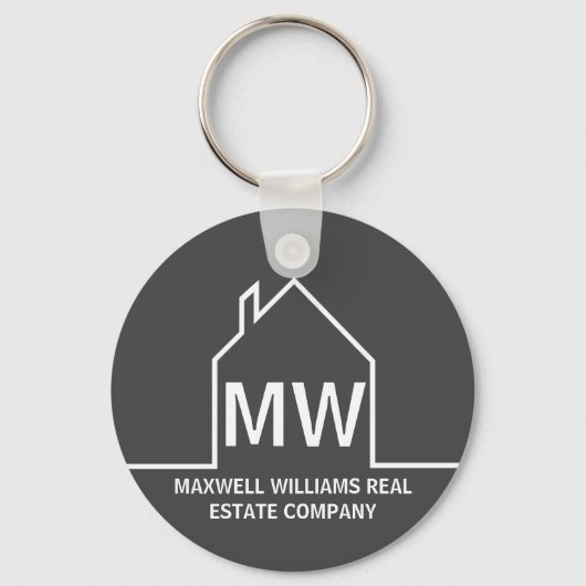 Chic Grey Vastgoed Bedrijf Monogram Realtor Sleutelhanger (Voorkant)