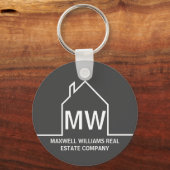 Chic Grey Vastgoed Bedrijf Monogram Realtor Sleutelhanger (Achterkant)